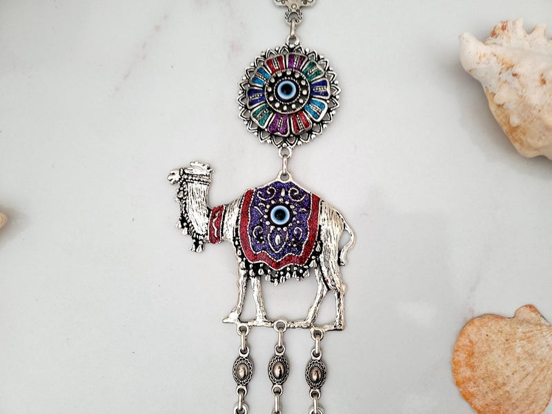 Erbulus Glass Blue Evil Eye Colourful Camel Protection Charm - Turkish Nazar Bead - Evil Eye Camel Wall Hanging Ornament Decor and Home Protection in a Box - Image 3